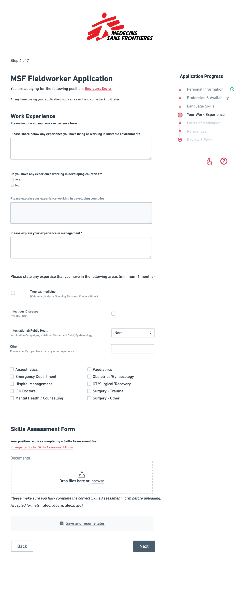 MSF Application Form Redesign - Screen 6_ Work Experience@2x 1